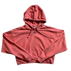 Adidas Cropped Hoodie Womens Pink Trefoil‎ Sports Pullover XS